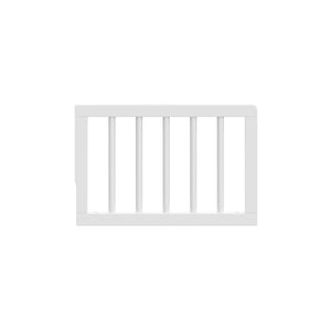 Front view of white toddler safety guardrails with dowels