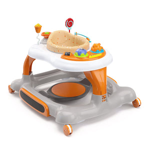 orange Activity Walker with Jumping Board and Feeding Tray 