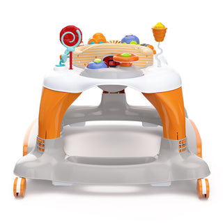 orange Activity Walker with Jumping Board and Feeding Tray