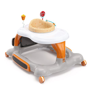 orange Activity Walker with Jumping Board and Feeding Tray