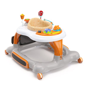orange Activity Walker with Jumping Board and Feeding Tray
