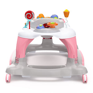 pink Activity Walker with Jumping Board and Feeding Tray