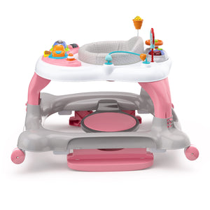 pink Activity Walker with Jumping Board and Feeding Tray