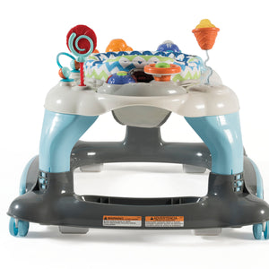 blue Activity Walker with Jumping Board and Feeding Tray