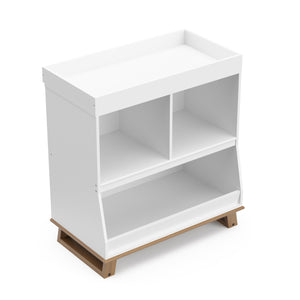 White with driftwood angled changing table with storage