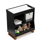 black with vintage driftwood changing table with 3 storage shelves