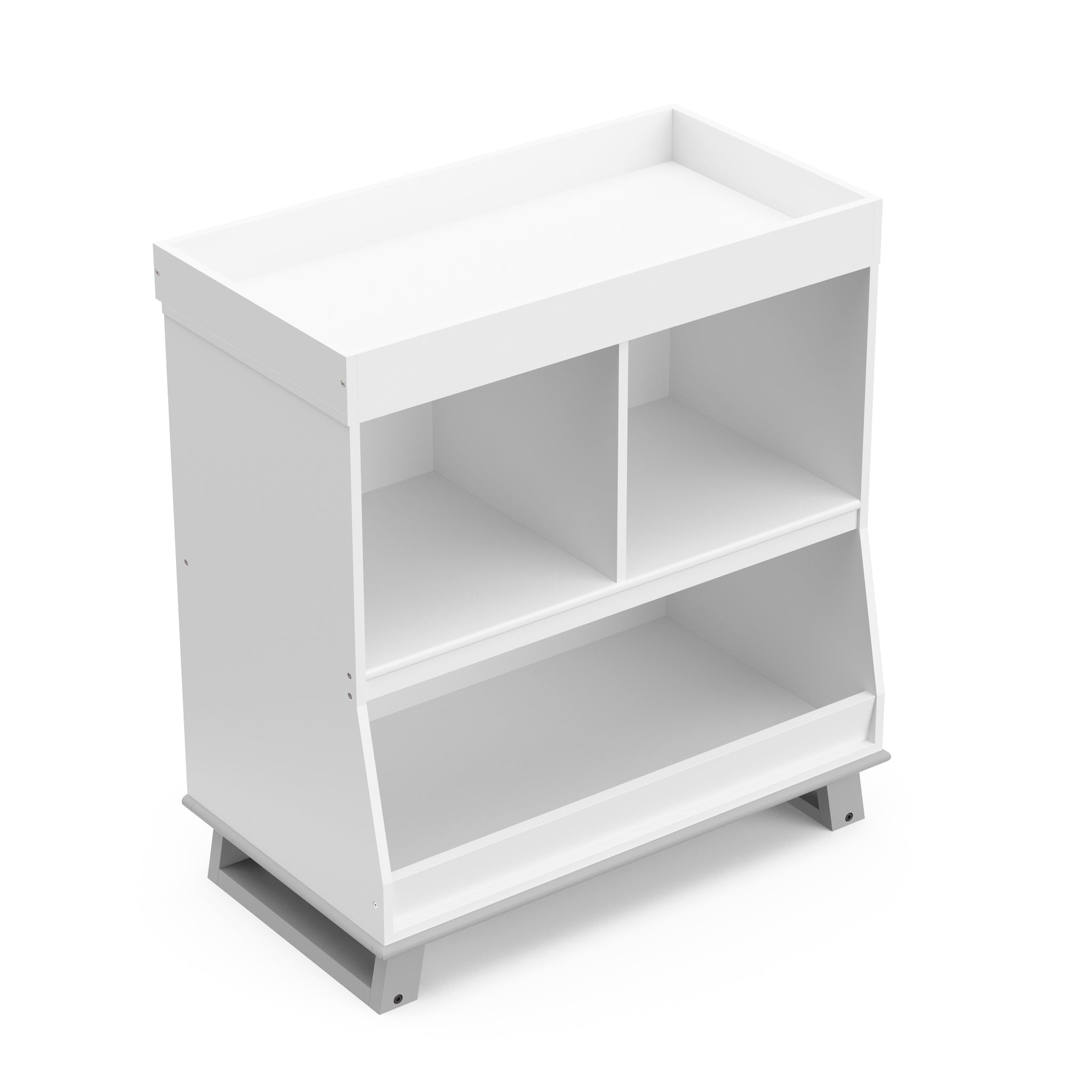 Pebble gray angled changing table with storage