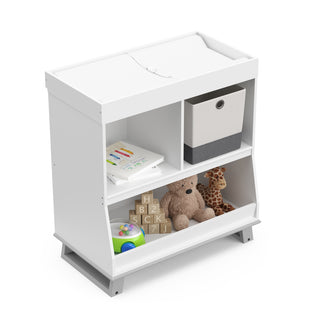 Pebble gray angled changing table with storage