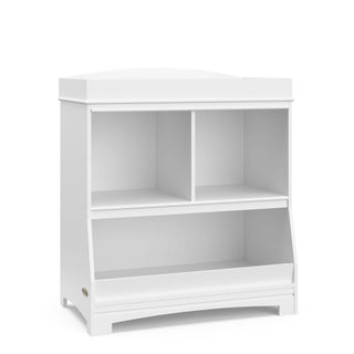 White angled changing table with storage