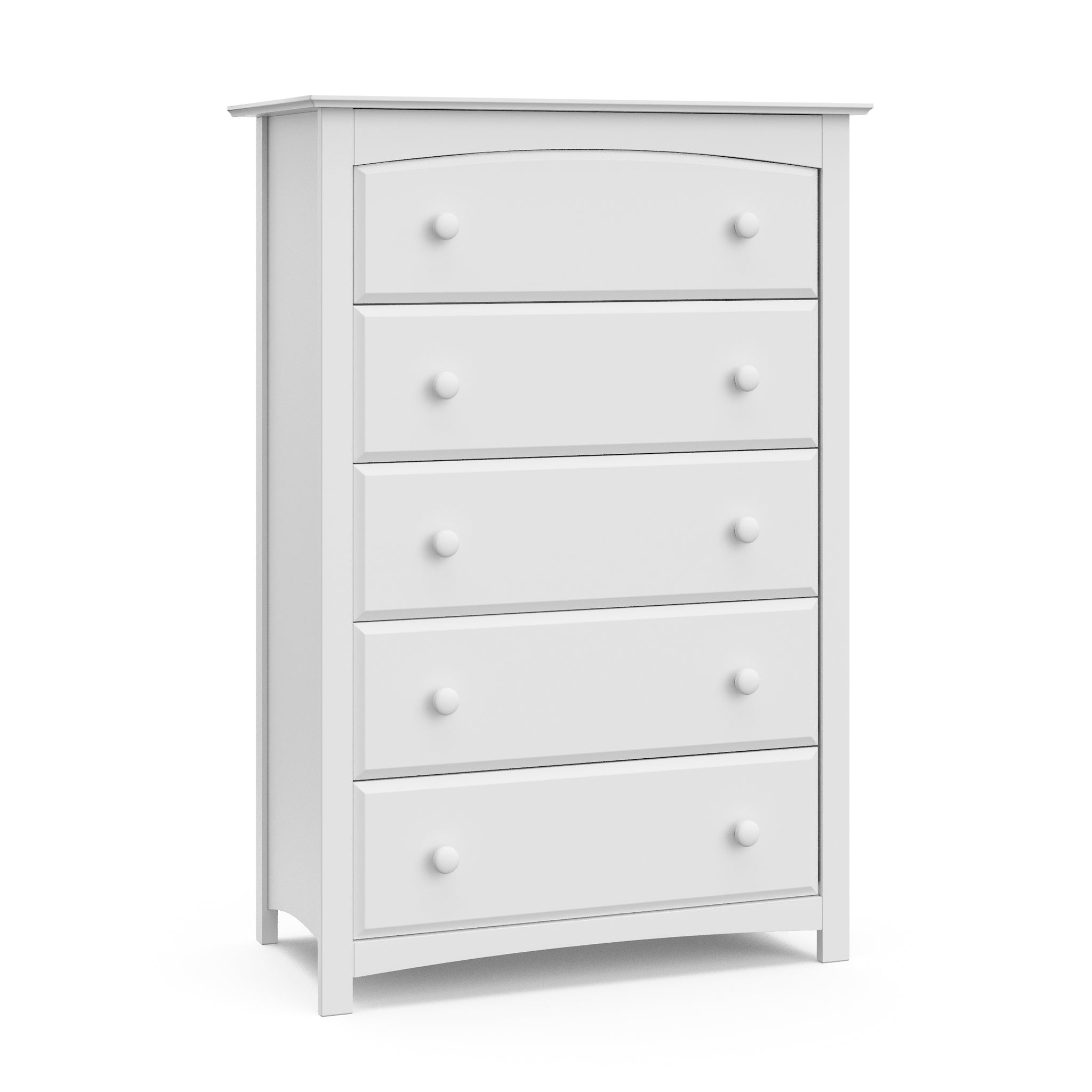 White 5 drawer chest angled