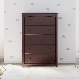 espresso 5 drawer chest in nursery