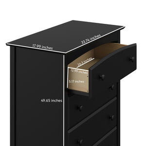 black 5 drawer chest with dimensions