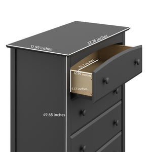 gray 5 drawer chest with dimensions