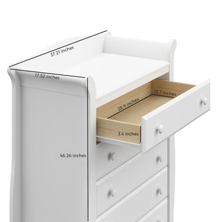 White 5 drawer chest with dimensions