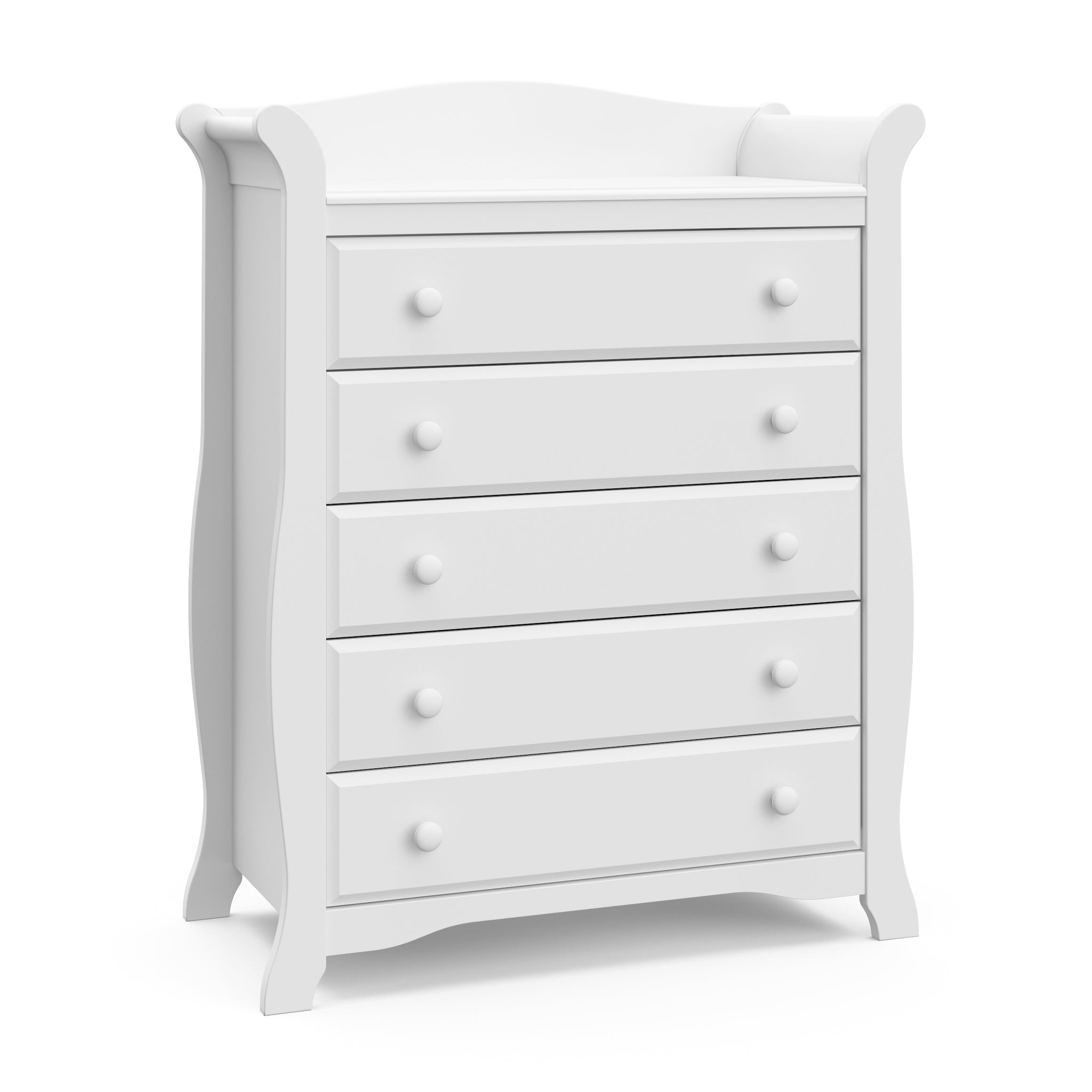 White 5 drawer chest angled