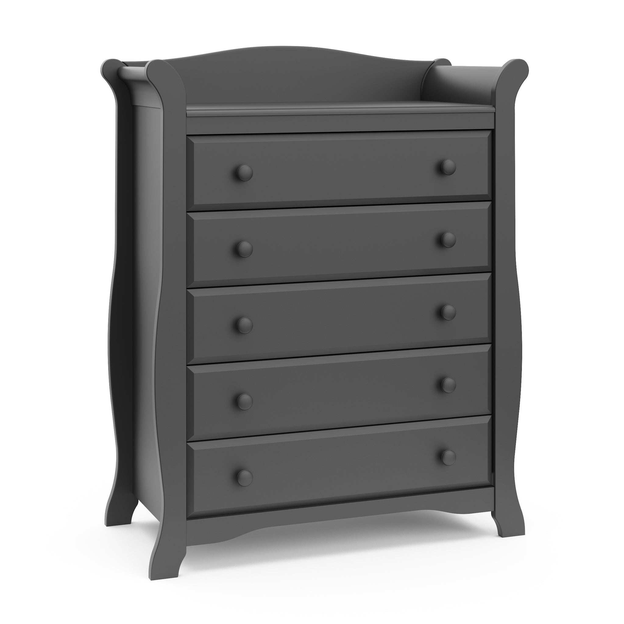 gray 5 drawer chest angled
