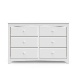 Front view of white 6 drawer dresser