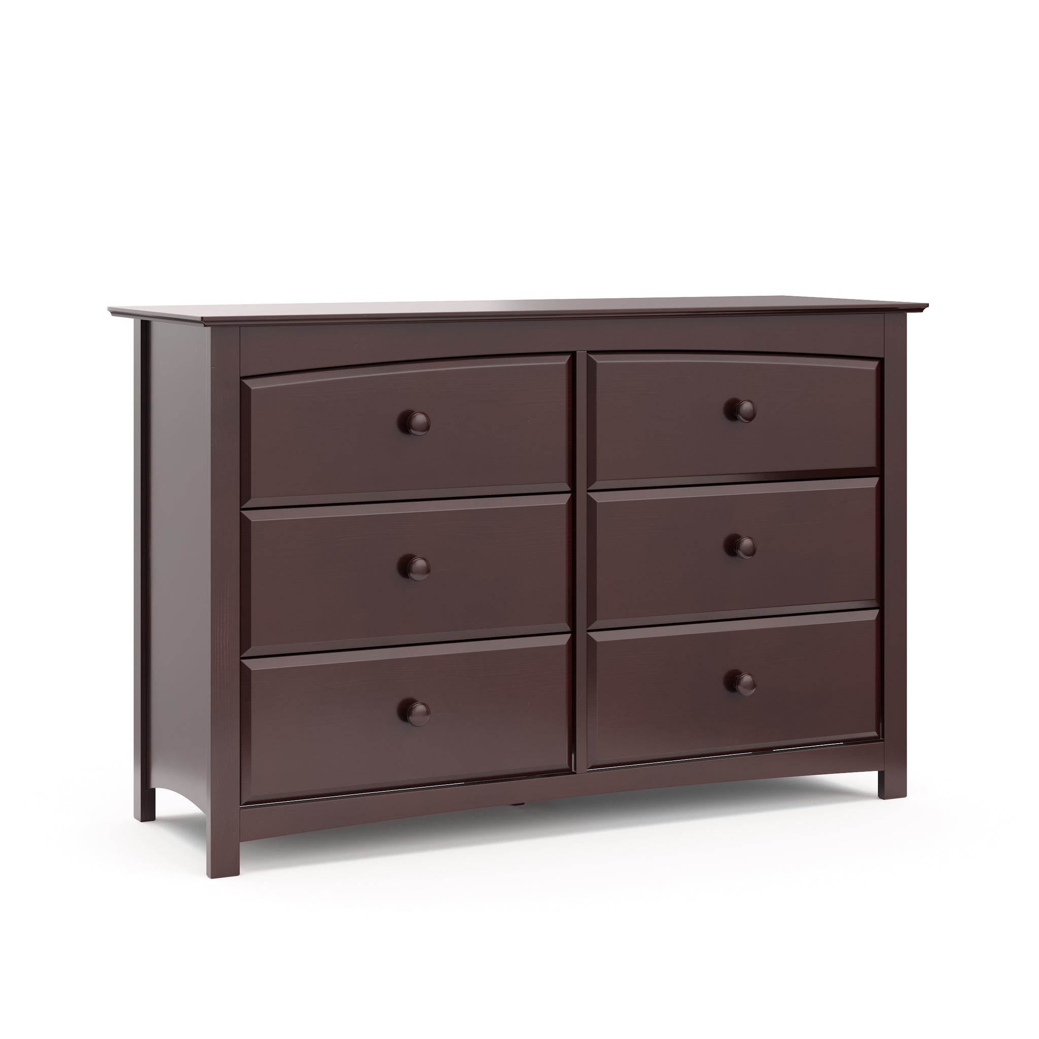 espresso 6 drawer dresser angled