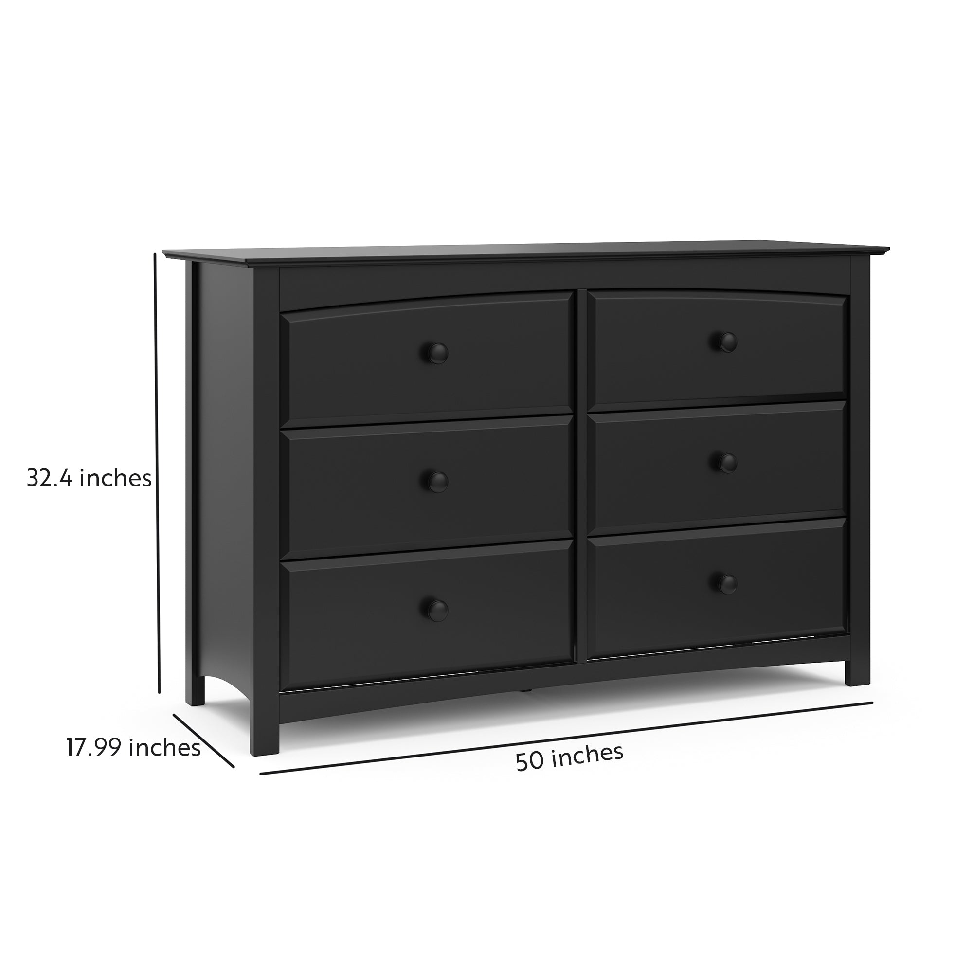 Black 6 drawer dresser with dimensions