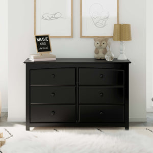 Black 6 drawer dresser in nursery