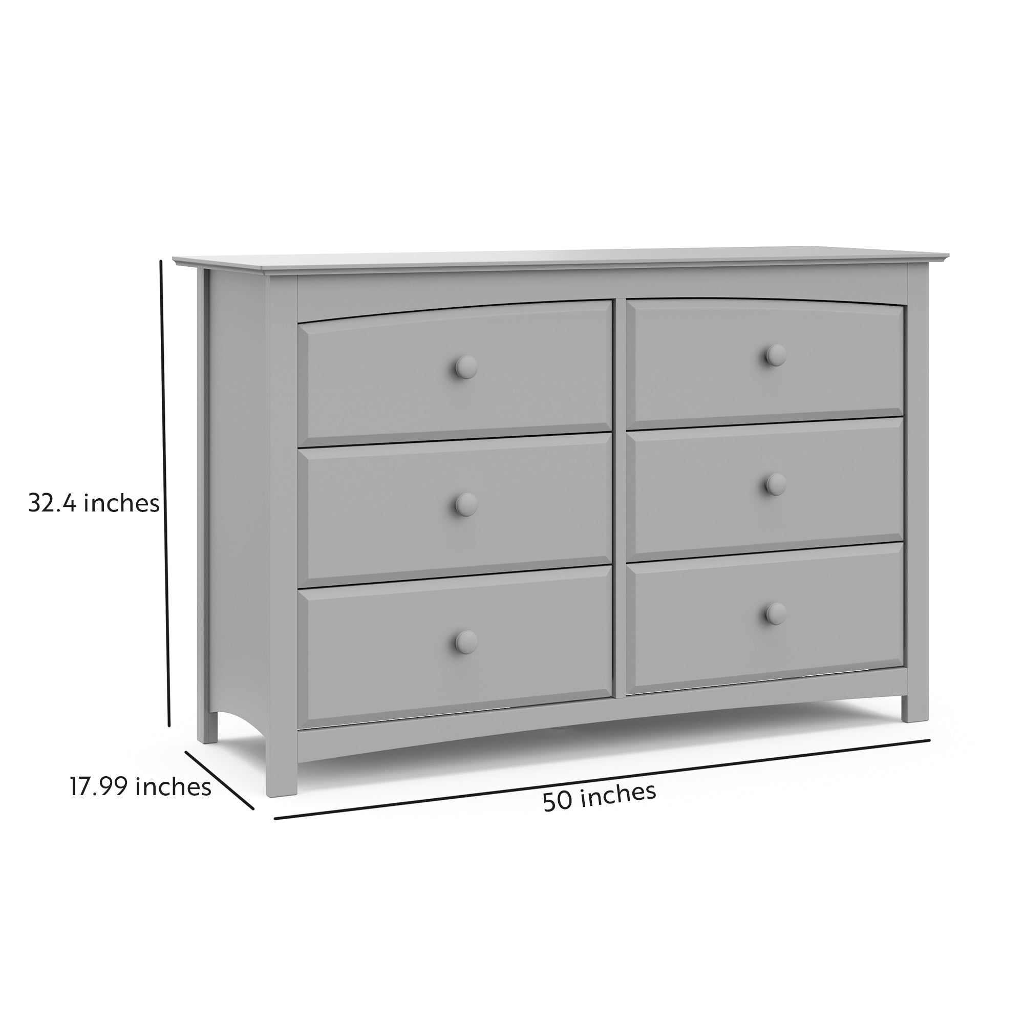 Pebble gray 6 drawer dresser with dimensions