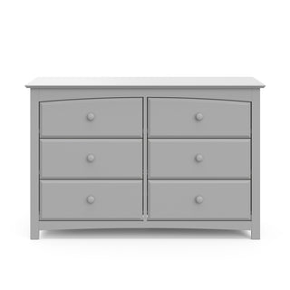 Front view of pebble gray 6 drawer dresser