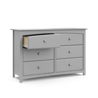 Pebble gray 6 drawer dresser with open drawer