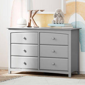 Pebble gray 6 drawer dresser in nursery