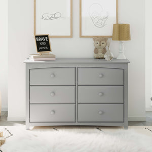 Pebble gray 6 drawer dresser in nursery