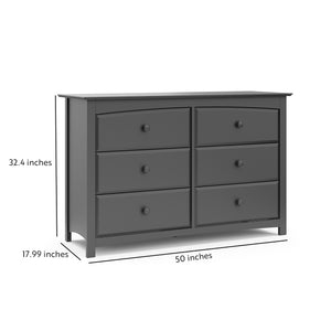 gray 6 drawer dresser with dimensions graphic