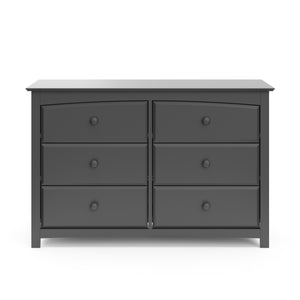 Front view of gray 6 drawer dresser