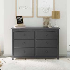 gray 6 drawer dresser in nursery