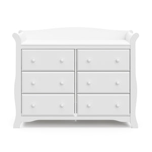 Front view of white 6 drawer dresser