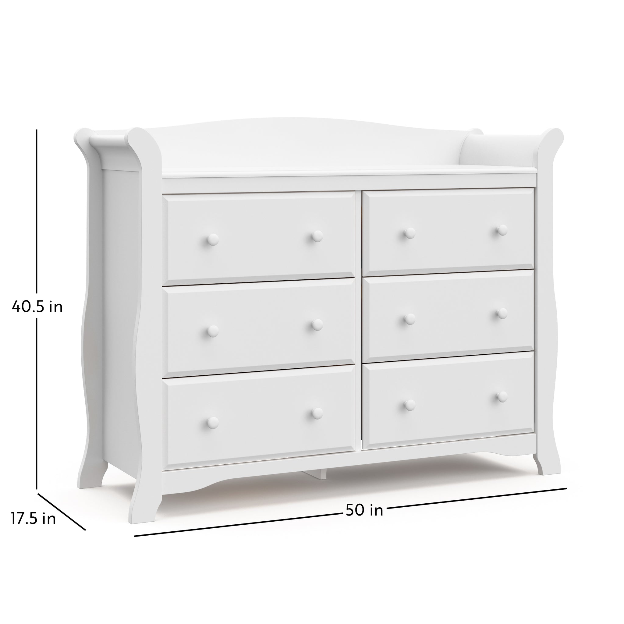 White 6 drawer dresser with dimensions