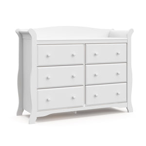 White 6 drawer dresser angled