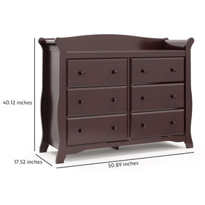 espresso 6 drawer dresser with dimensions