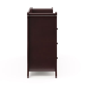 Side view of espresso 6 drawer dresser