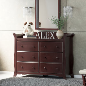 espresso 6 drawer dresser in nursery