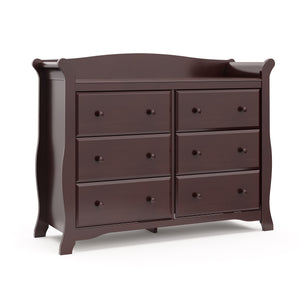 espresso 6 drawer dresser angled