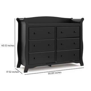 Black 6 drawer dresser with dimensions