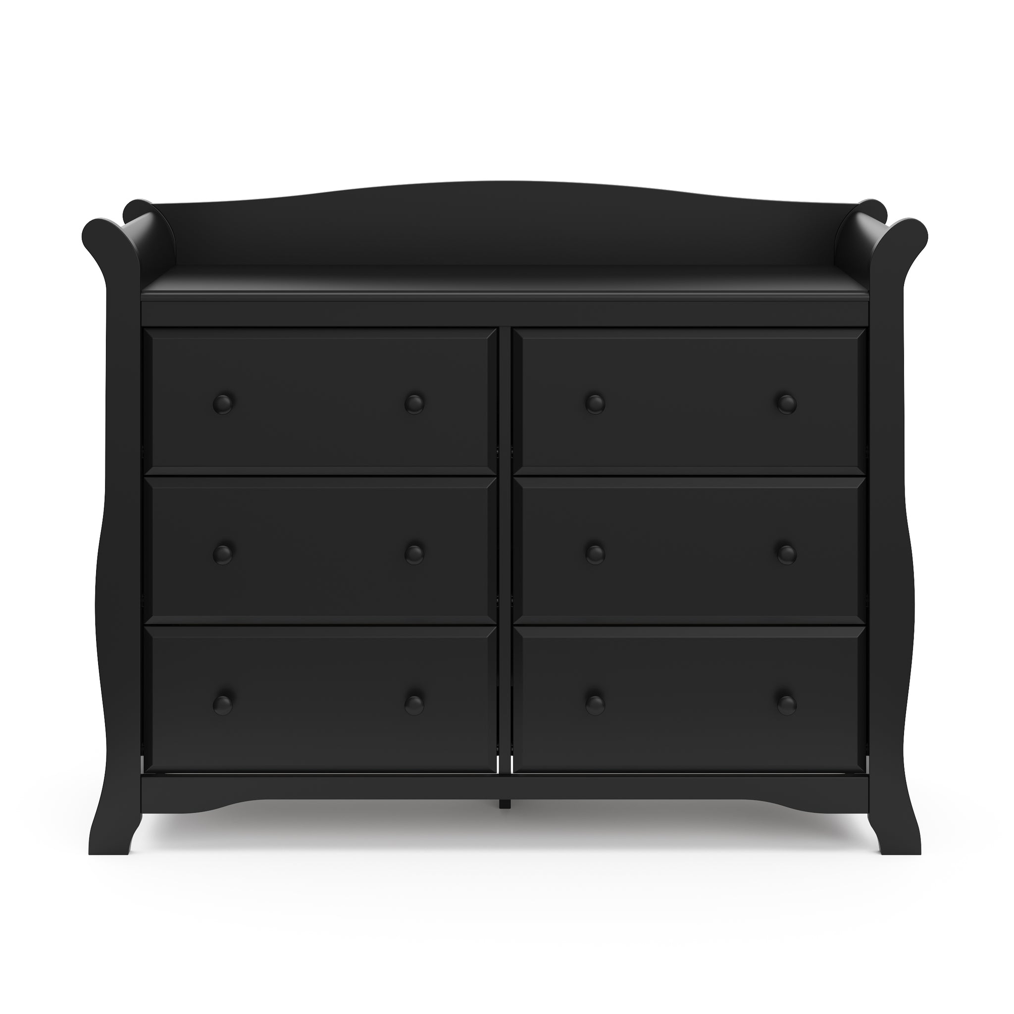 Front view of Black 6 drawer dresser