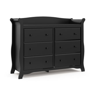 Black 6 drawer dresser angled