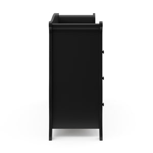 Side view of Black 6 drawer dresser