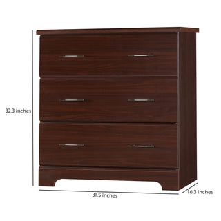 espresso 3 drawer chest with dimensions