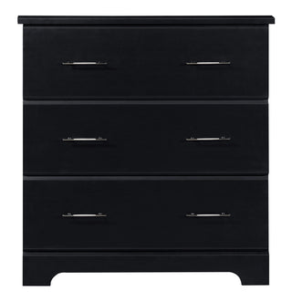 front view of black 3 drawer chest