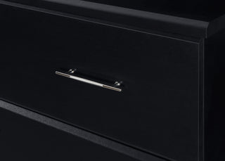 close-up view of black drawer
