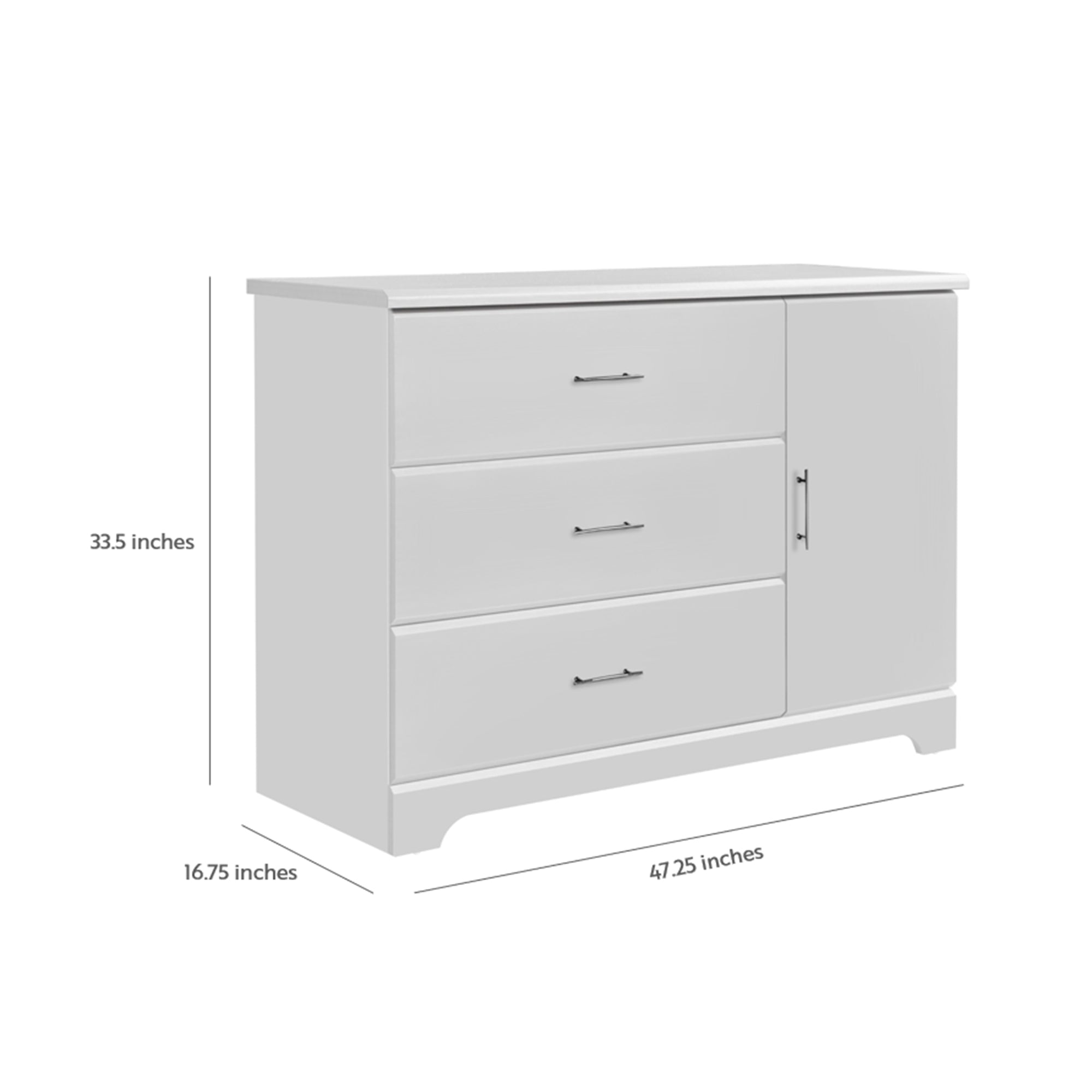 White 3 drawer chest with dimensions