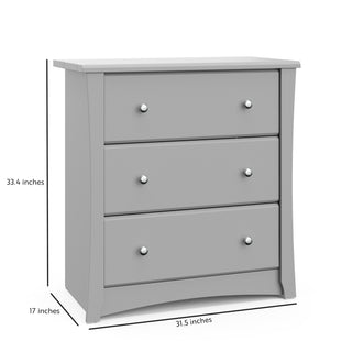Pebble gray 3 drawer chest with dimensions