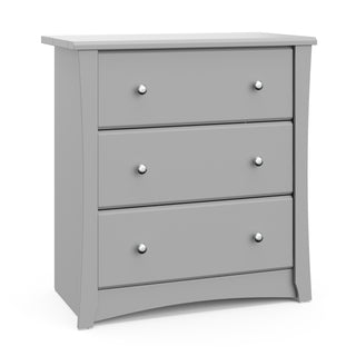 Pebble gray 3 drawer chest angled