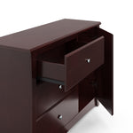 espresso 3 drawer chest with open drawer 